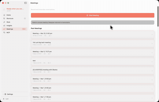 Record meetings and save locally